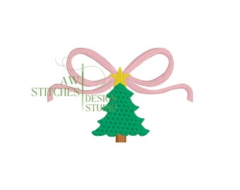 Christmas Tree Bow Mini Fill Machine Embroidery Design