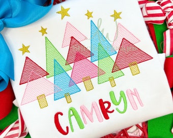 Christmas trees Christmas tree farm Merry Christmas Christmas tree trio Christmas trees in a row sketch fill machine embroidery design file