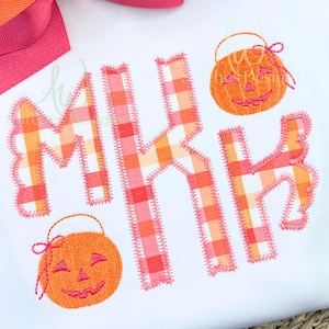 Jack-o-lantern Halloween pumpkin jack o lantern with bow mini fill embroidery monogram accent machine embroidery design