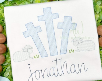 Easter Lamb Cross sketch stitch machine embroidery design file