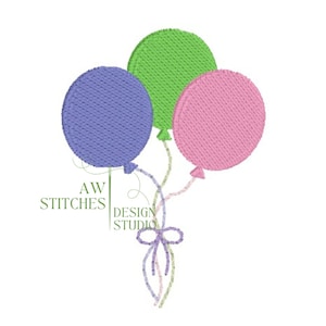 Balloons Birthday with bow Mini fill stitch machine embroidery mini design