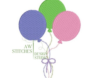 Globos Cumpleaños con lazo Mini puntada de relleno bordado a máquina mini diseño