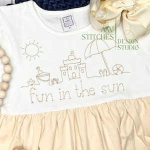 Beach Sand Castle Sandcastle Sand Pail Beach Toys Beach Umbrella Flip Flops bean stitch vintage stitch machine embroidery design file