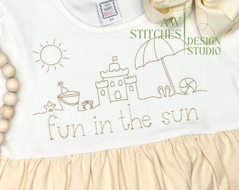 Beach Sand Castle Sandcastle Sand Pail Beach Toys Beach Umbrella Flip Flops bean stitch vintage stitch machine embroidery design file
