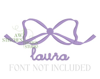 Heirloom bow vintage satin fill stitch machine embroidery design file