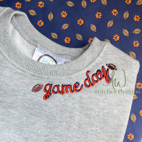 Game Day Football Neckline Mini Fill Stitch Machine Embroidery Design