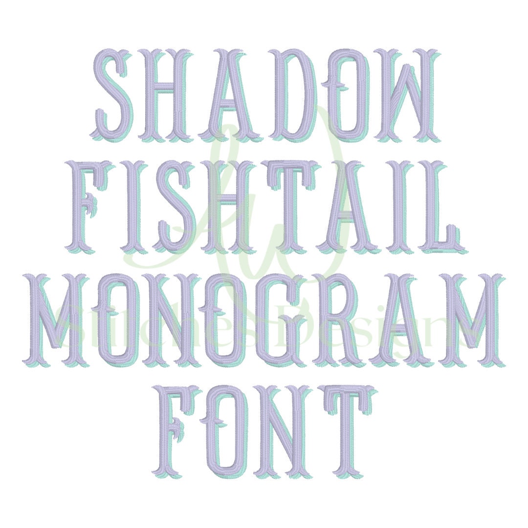 Shadow Fishtail Monogram Font Bundle for Embroidery Machine Use ...