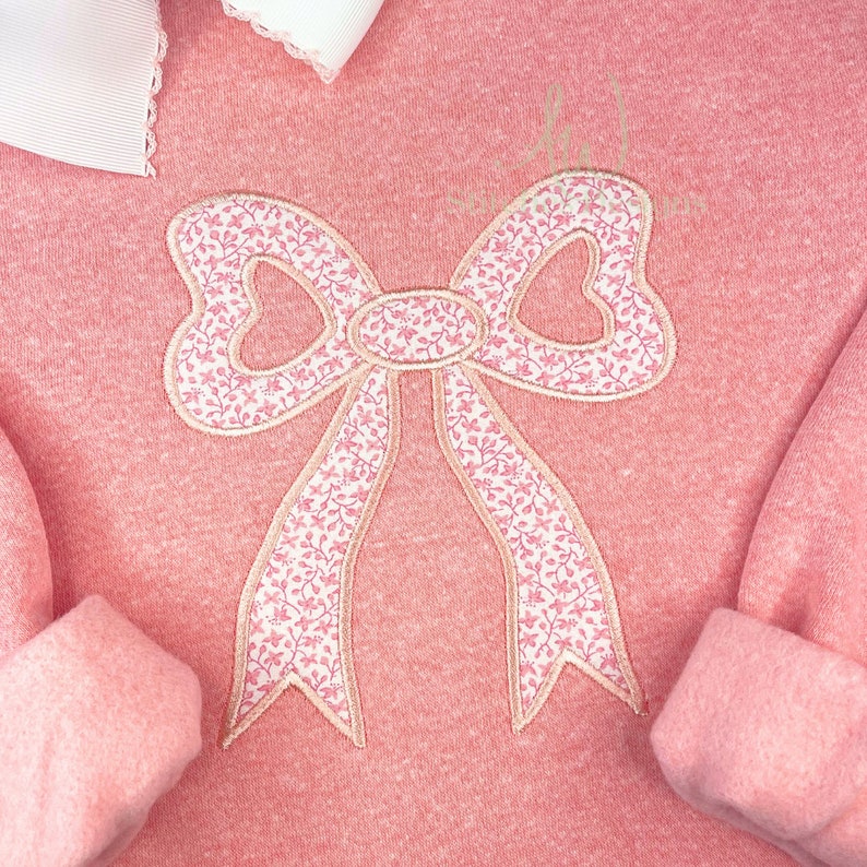 Side Bow Appliqué Sweatshirt Design for Machine Embroidery Classic Bow