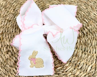 Mini bunny with bow fill stitch machine embroidery mini design