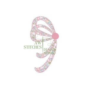 Sidomonogram, arvstil, rosett, bönsöm, maskinbroderidesign bild 5