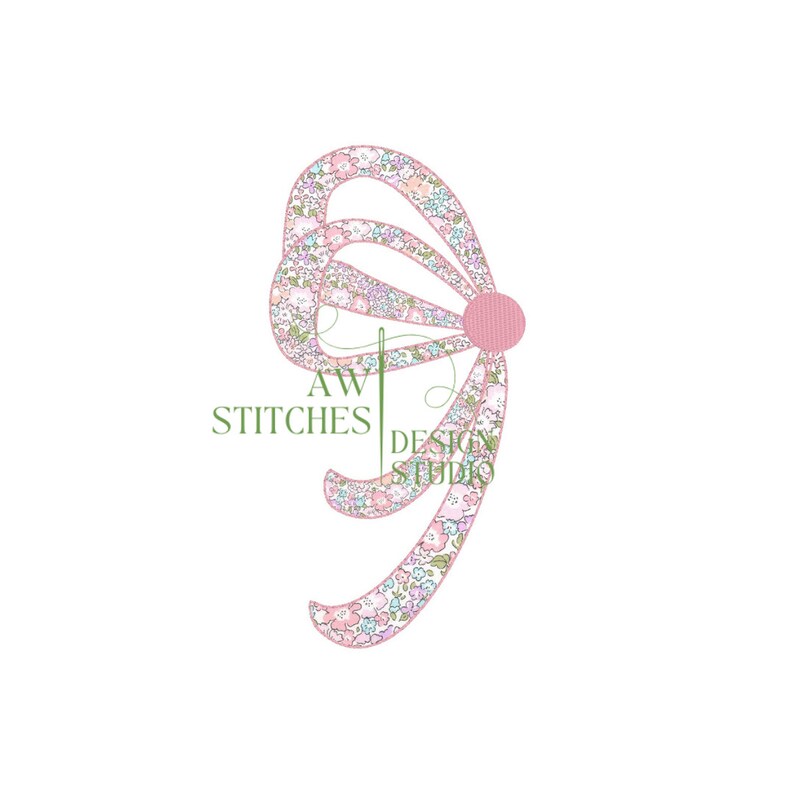Sidomonogram, arvstil, rosett, bönsöm, maskinbroderidesign bild 5
