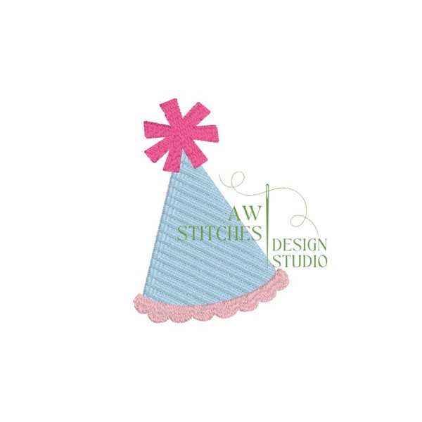 Birthday Party Hat mini fill stitch machine embroidery design
