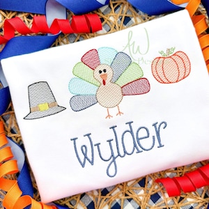 Turkey Trio Embroidery Thanksgiving Trio Embroidery light fill stitch sketch stitch quick stitch machine embroidery design file