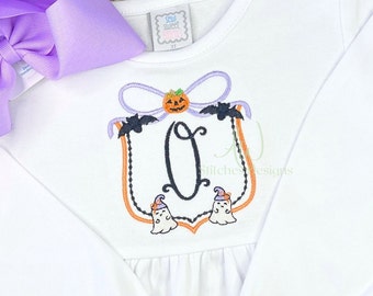 Halloween bow pumpkin crest machine embroidery design file