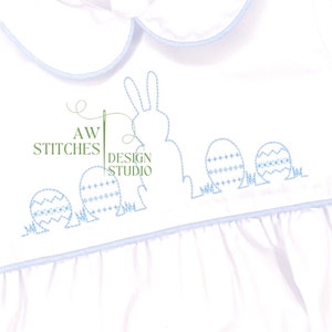Easter Bunny & Eggs Bean Stitch Embroidery Design (Digital Download)