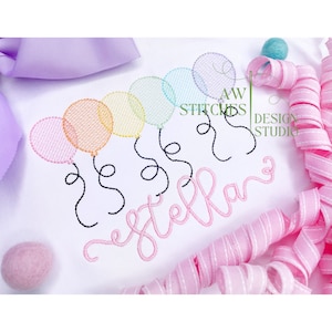 Balloons birthday celebration balloons party balloons vintage stitch, sketch stitch, bean stitch, machine embroidery design file