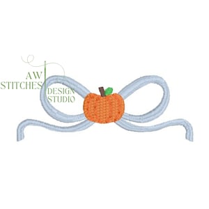 Pumpkin Bow Mini Fill and Bean Stitch Vintage Style Machine Embroidery Design