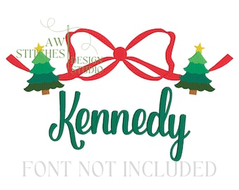 Christmas Tree Bow Embroidery Design for Machine Embroidery