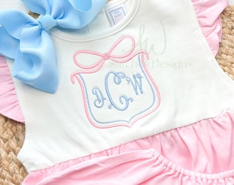 Heirloom bow crest vintage satin stitch machine embroidery design file