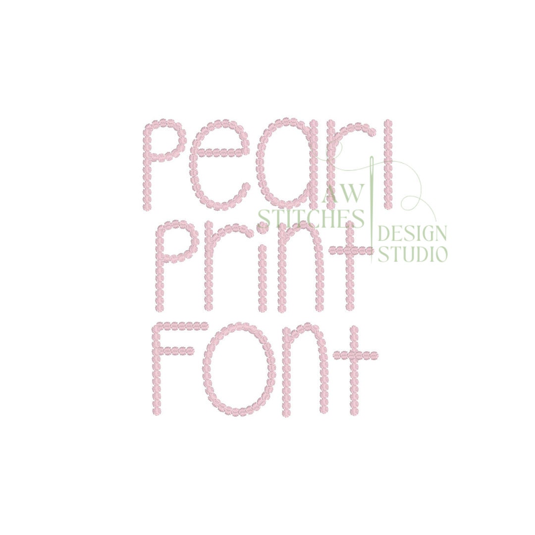The Pearl Print Font Satin Stitch Motif Font for Machine Embroidery Design  File 1\, image size:1080x1080