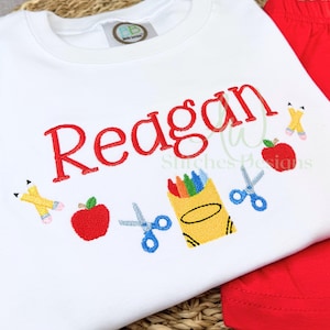 Crayon monogram frame, First day of school embroidery frame, Back to school monogram satin stitch machine embroidery design file