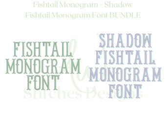 Shadow Fishtail Monogram Font Bundle for embroidery machine use (Digital Download)