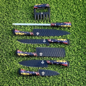 Personalized Handmade Chef Knife Set: High Carbon Steel, American Flag Resin Handle