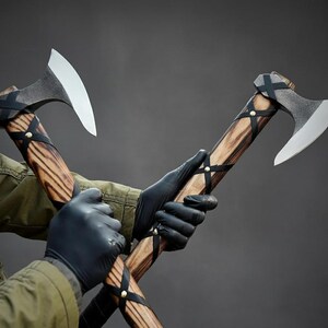 Hand Forged Damascus Viking Axe | Personalized Ragnar Collectible image 10