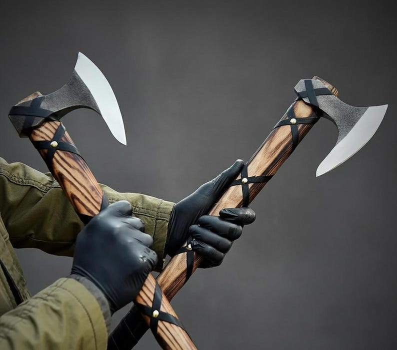 Hand Forged Damascus Viking Axe | Personalized Ragnar Collectible image 10