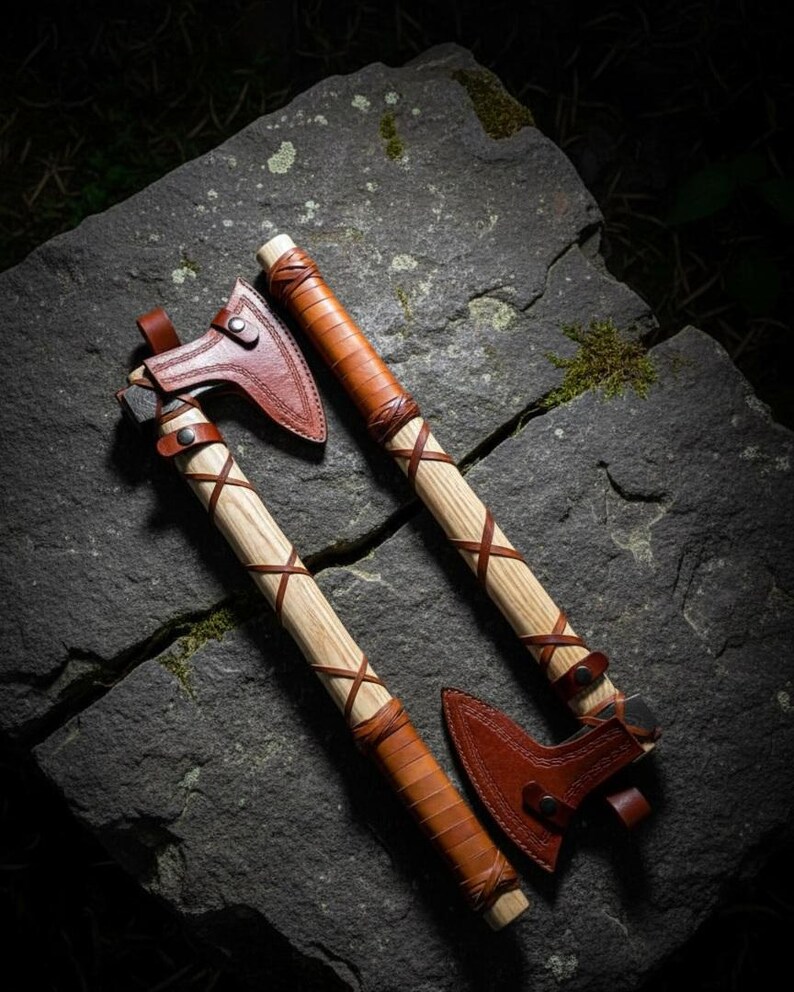 Hand Forged Damascus Viking Axe | Personalized Ragnar Collectible image 12