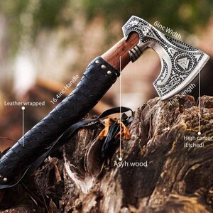 Personalized Hand Forged Viking Seax Knife | Norse Knife with Carved Wooden Scabbard | Viking Gift for Him | Norse Decor | Father’s Day Gift image 10