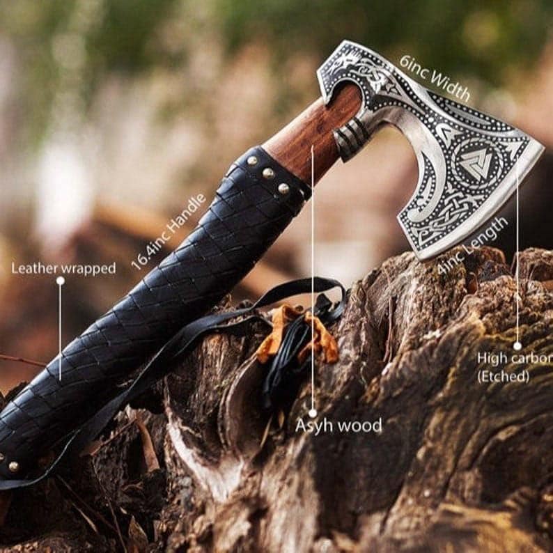 Personalized Hand Forged Viking Seax Knife | Norse Knife with Carved Wooden Scabbard | Viking Gift for Him | Norse Decor | Father’s Day Gift image 10