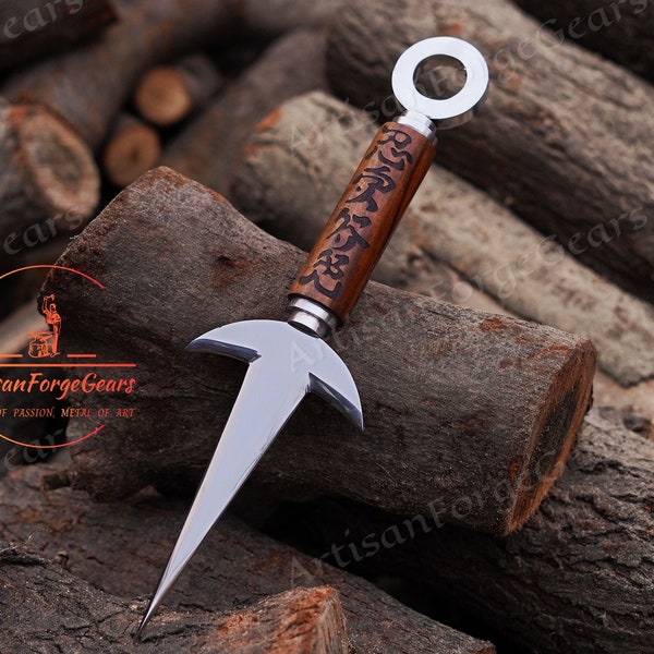 HandForged Japanese Anime Kunai Knife, Throwing Knife, Personalized Gift, Kunai Replica, Japanese Tool, Ninja Kunai knife, Father's Day Gift
