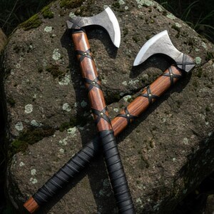 Hand Forged Damascus Viking Axe | Personalized Ragnar Collectible image 13