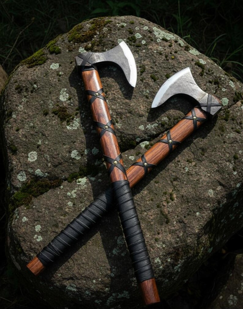 Hand Forged Damascus Viking Axe | Personalized Ragnar Collectible image 13