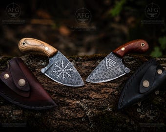 Coltello vichingo forgiato a mano, regalo per la festa del papà, coltello norreno con fodero in pelle, coltello da caccia personalizzato fatto a mano, regalo per lui