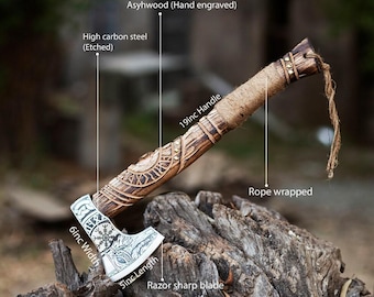 Personalized Forged Viking Axe: High Carbon Steel, Custom Engraving