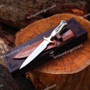 Fairbairn Sykes Knife: Deer Antler Handle, Steel Hunting Knife