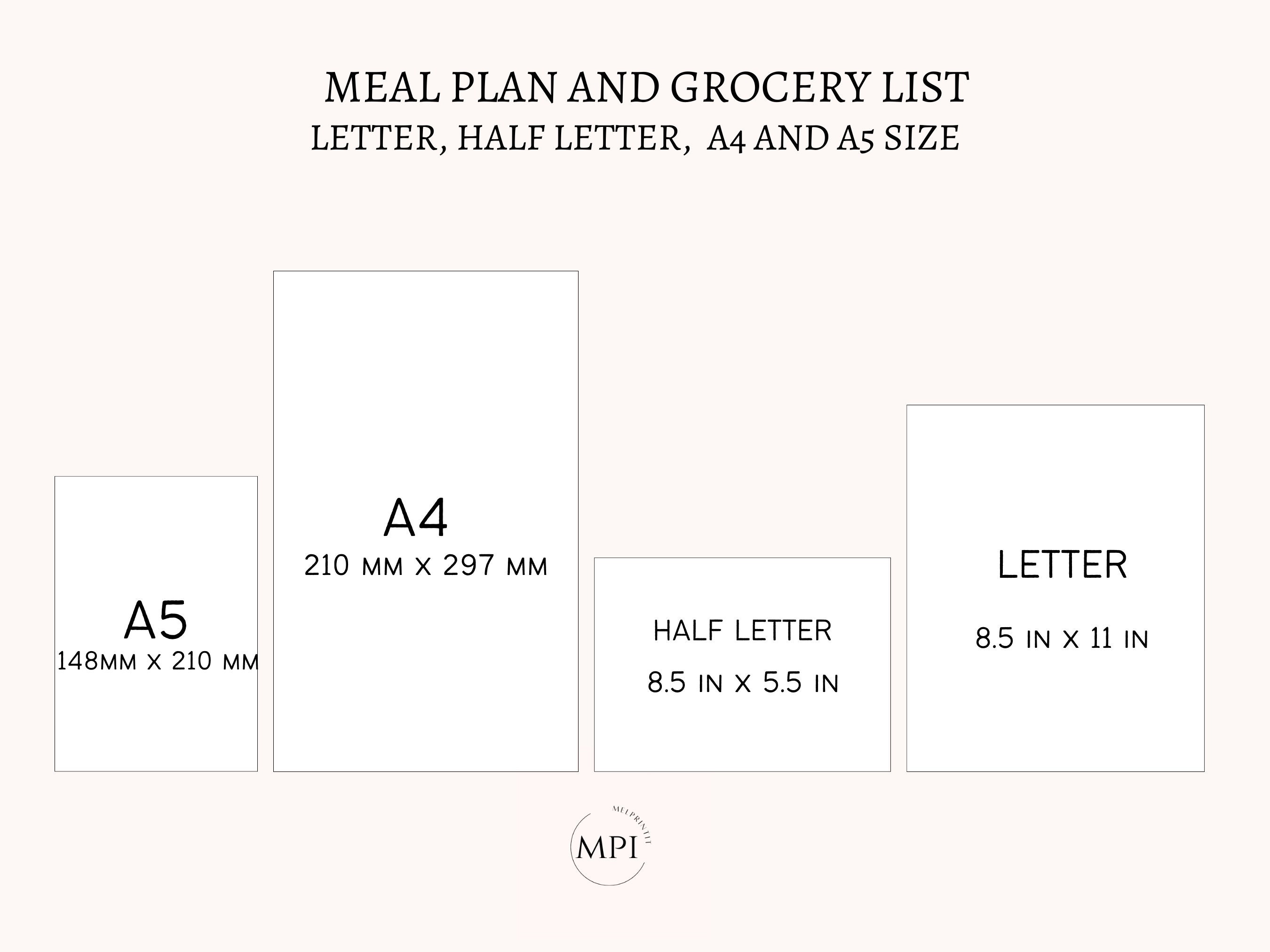 Meal Plan and Grocery List, Printable Planner, Week Meal Plan, Grocery ...