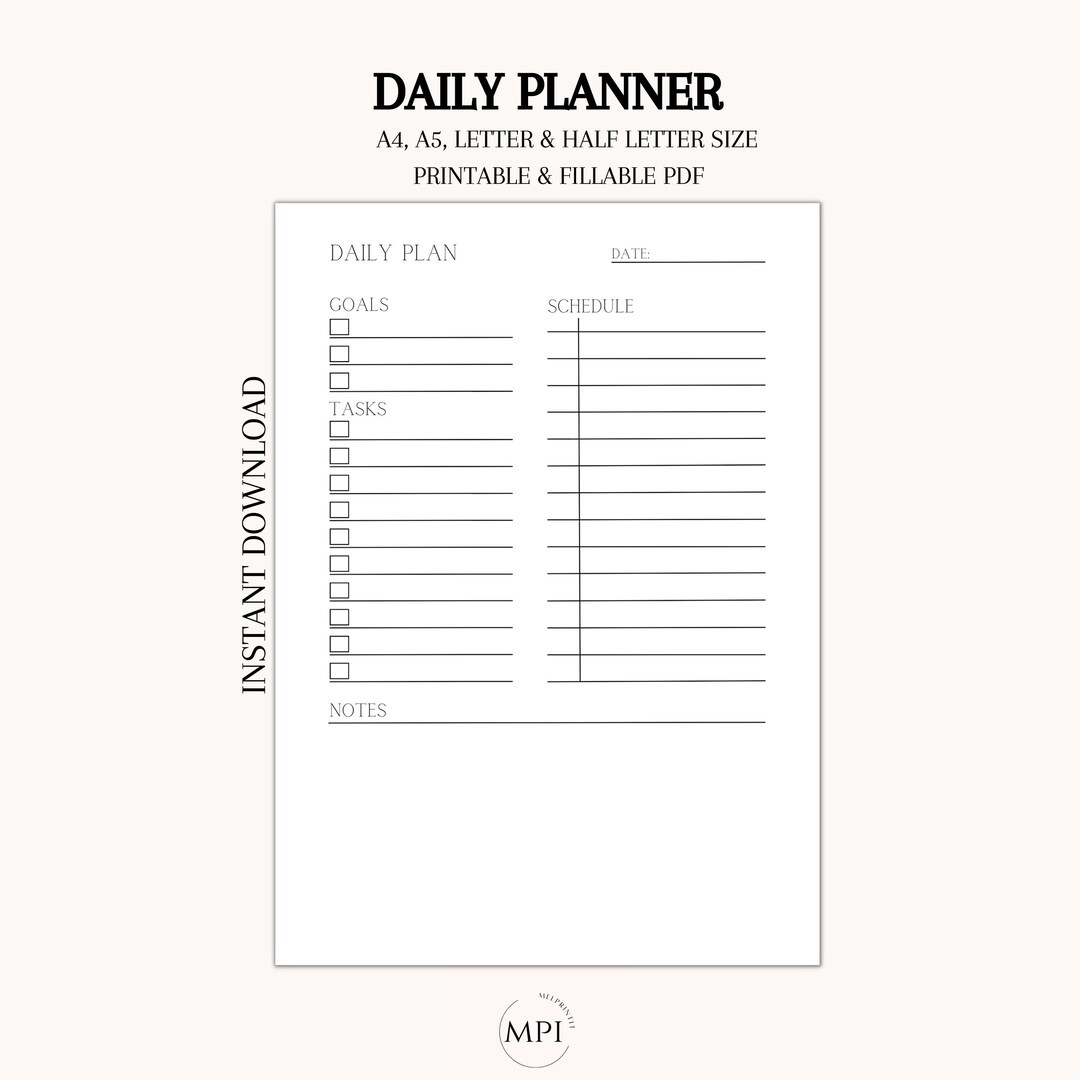 DAILY PLANNER , A4/a5/letter/half Letter Size, Daily Task List
