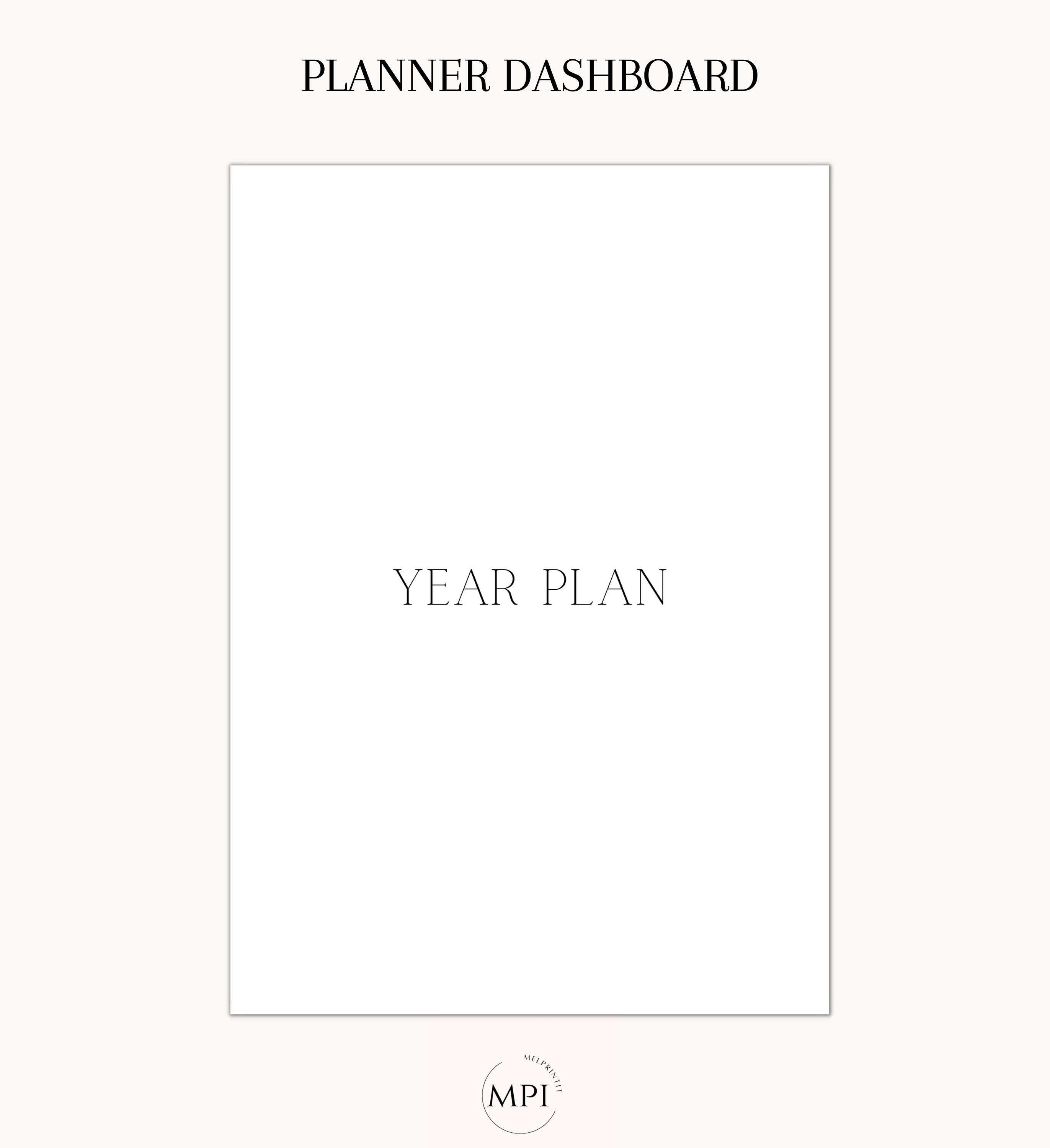 Printable Planner Dashboard, Year/month/week/day Planner Dashboard, Minimal Printable Planner ...