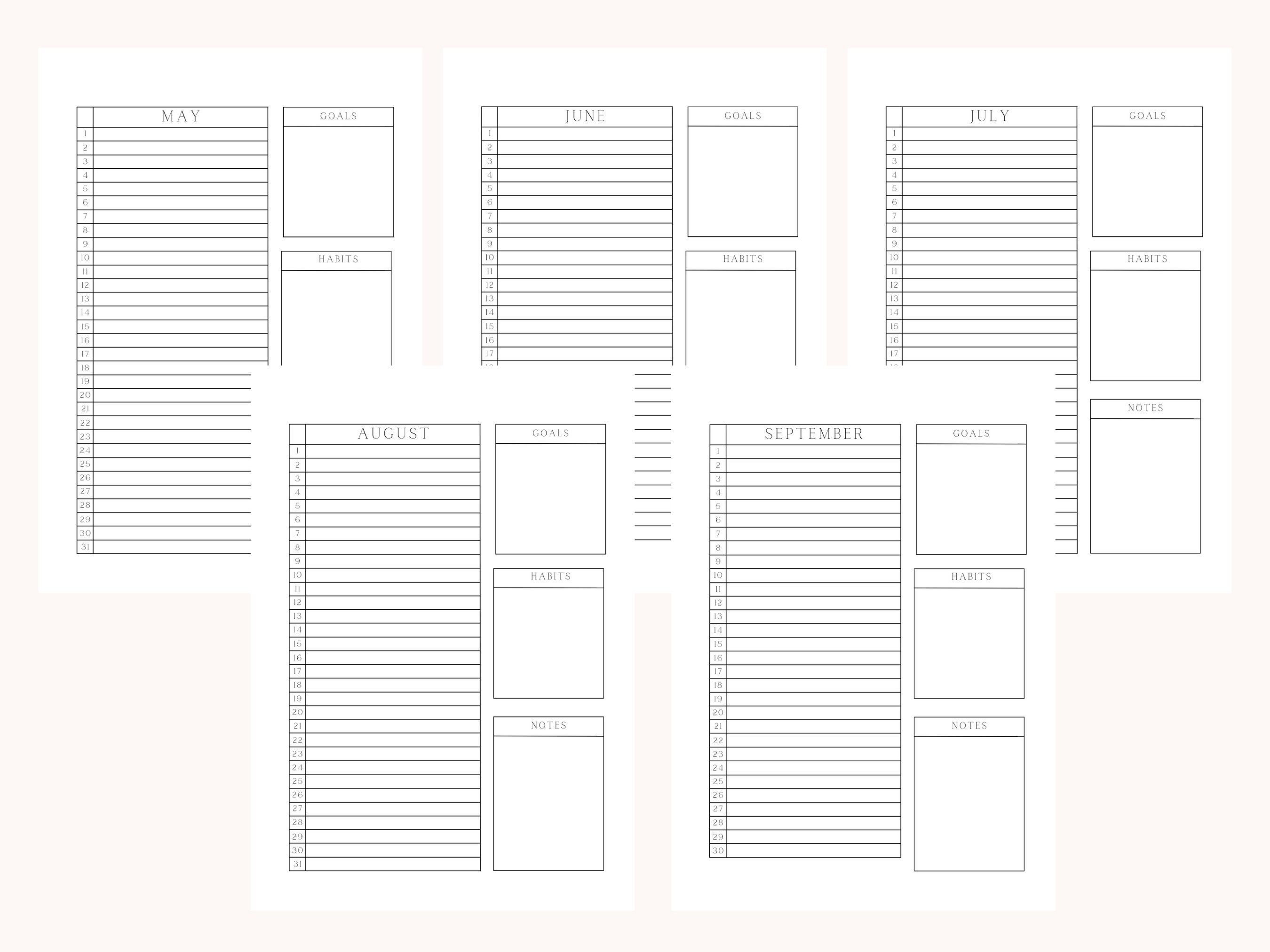 Monthly planner month planner minimalistic planner month at a