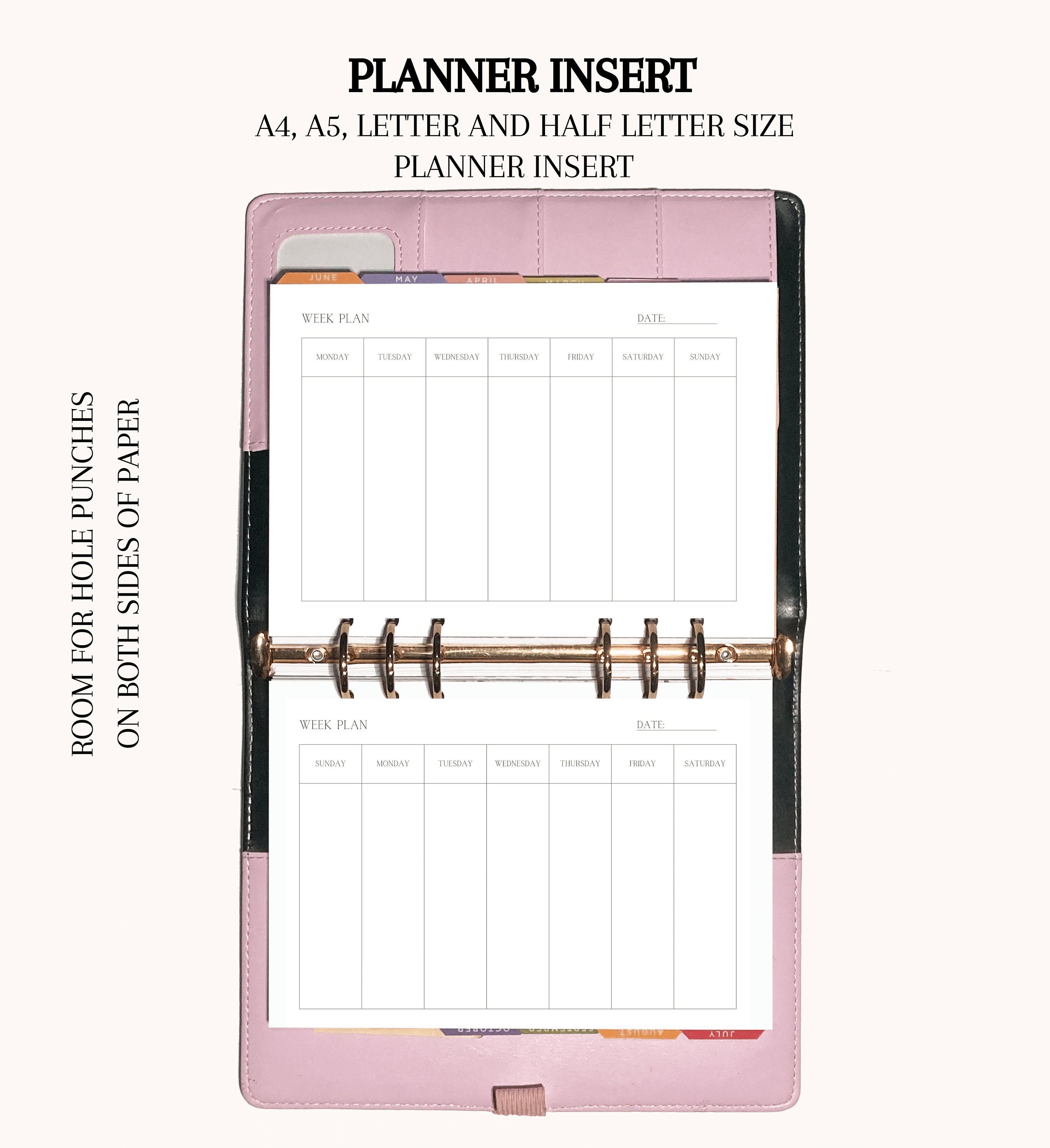 Printable One Page Weekly Planner Landscape, A4/a5/letter/half Letter ...