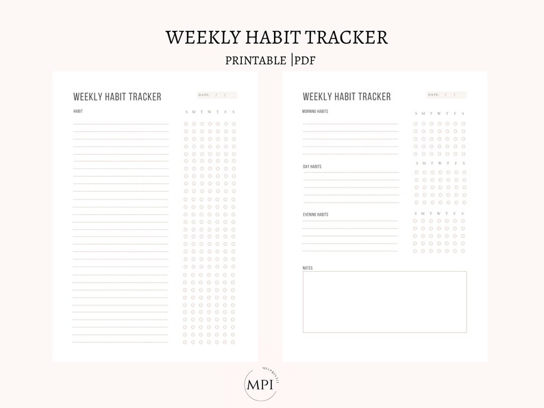 WEEKLY HABIT TRACKER Printable Planner Weekly Habit - Etsy