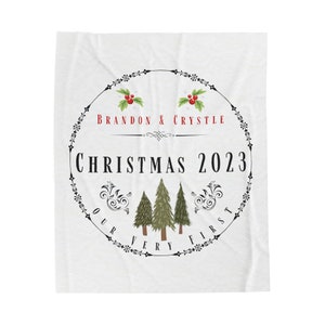 Personalized Our Very First Christmas Blanket, Christmas Tree Blanket, Christmas Present Blanket, Cozy Blanket, Cute Christmas Blanket