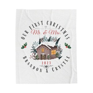 Our First Christmas Mr and Mrs Blanket, Christmas Tree Blanket, Christmas Present Blanket, Cozy Blanket, Cute Christmas Blank