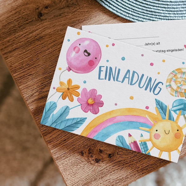 Invitation cards for children's birthdays - rainbow - DIN A6