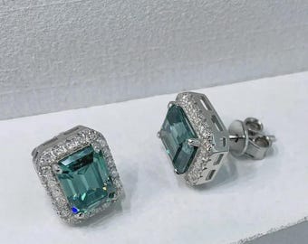 Örhängen med 2 karat gröna smaragdslipade VVS1/D diamanter i 925 sterlingsilver