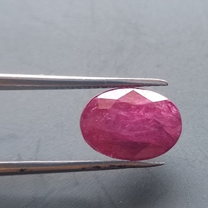 Rubí natural de 2,80 cts sin calentar ni tratar, piedra preciosa suelta color sangre de paloma, calibrada, 10,00 mm x 7 mm, piedra preciosa rubí certificada
