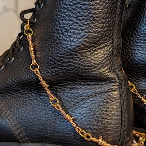 Handmade gold barbed wire boot chains
